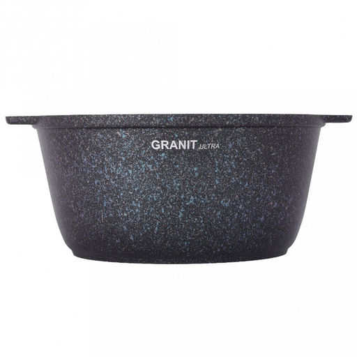 Кастрюля с антипригарным покрытием 5л, д28см "Granit Ultra", h12см, толщина дна 0,6см, стеклянная жаропрочная крышка, цельнолитая ручка из термостойкого пластика, голубой гранит, "Kukmara" (Россия) - можно использовать металлические кухонные принадле