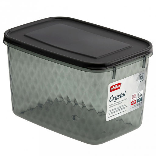 Контейнер для заморозки и хранения продуктов пластмассовый Кристалл 1,7л, 18х12,5х11см, черный, Phibo (Россия) - Домашняя мода фото 2