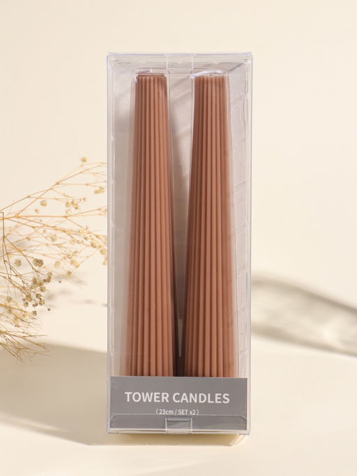 Набор свечей, 3.5х23 см, 2 шт "Башня" корица 4х9,5х25 см