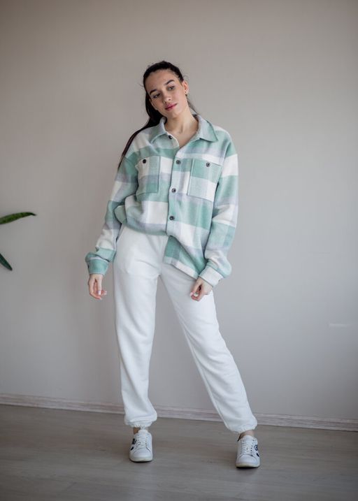 512 Рубашка клетка, мятный - Knitka wear фото 3