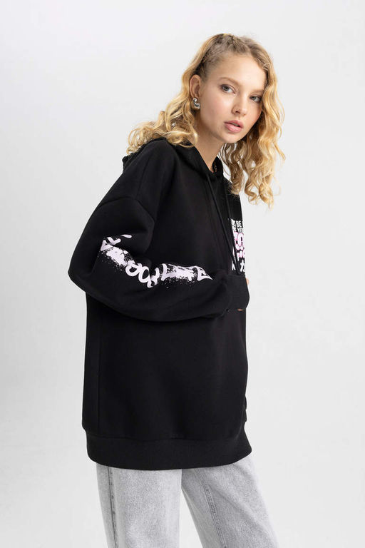 Толстовка Cool Oversize с капюшоном и принтом на спине - Defacto фото 3