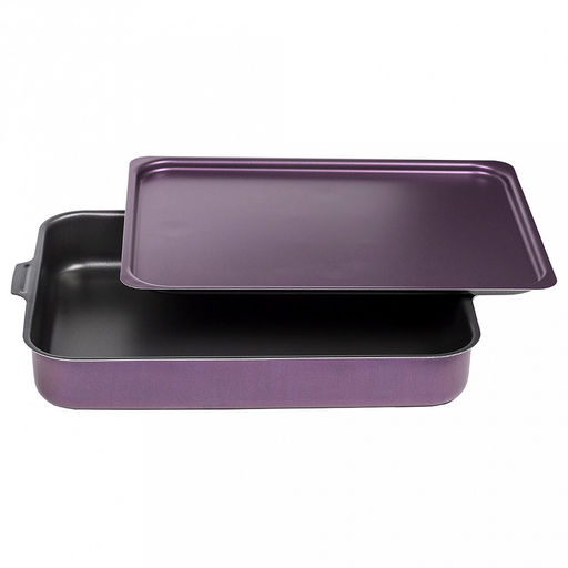 "Violet" Противень с антипригарным покрытием 19х25х5,7см, s0,9мм, металлическая крышка (Россия)