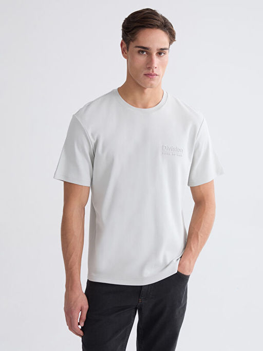 Bisiklet Yaka Bask?l? Erkek Ti??rt