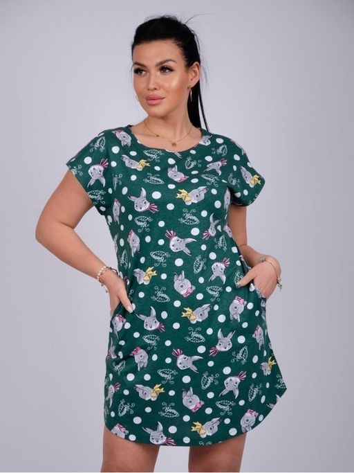 Туника "Душечка" зеленая, трикотаж