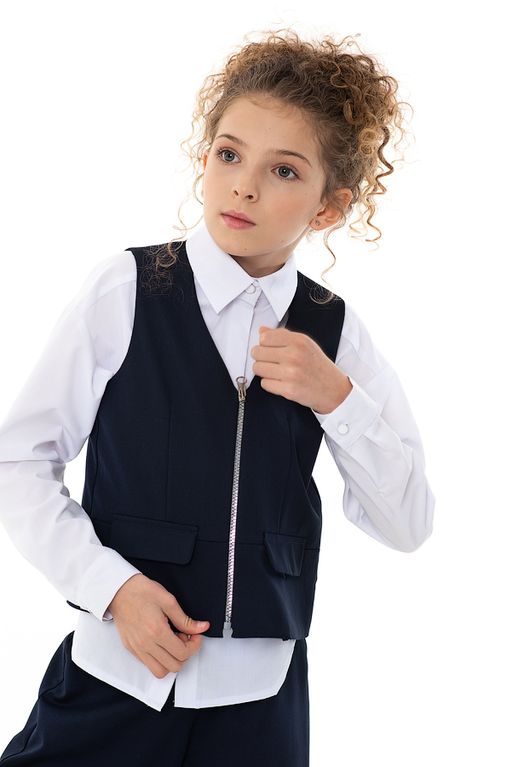 Синий школьный жилет для девочки Mooriposh, модель 1115 фото 6
