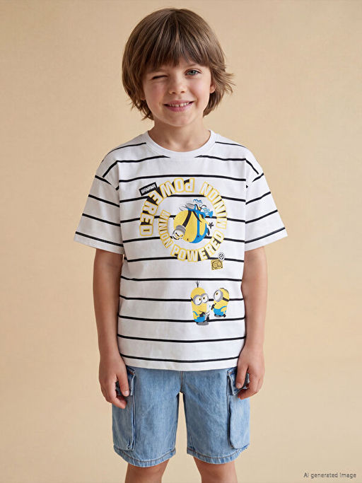 ?izgili Minions Bask?l? Erkek ?ocuk Ti??rt