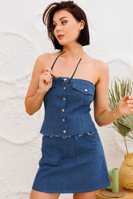 Топ AURA 2159-170 темно-синий деним фото 4