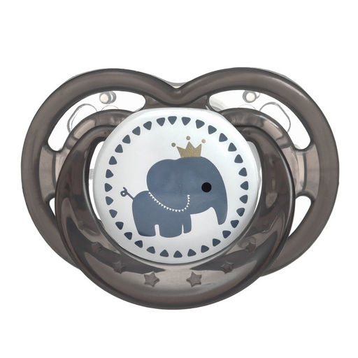 Соска - пустышка силиконовая ортодонтическая M&B «Слоник», от 0 мес., с колпачком, черный