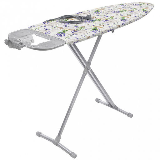 Доска гладильная Nika-light 122х40х90см, тканевый чехол, основа - перфорированный метал лист, регулировка высоты, э/удлинитель с розеткой 1,9м, подставка euro под утюг 2 положения, max нагрузка 25кг, с лавандой (Россия)