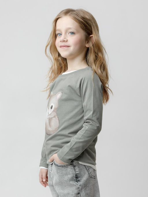 КР 302904/хаки 6206 к663 лонгслив (футболка дл.рукав) для дев - Crockid фото 5