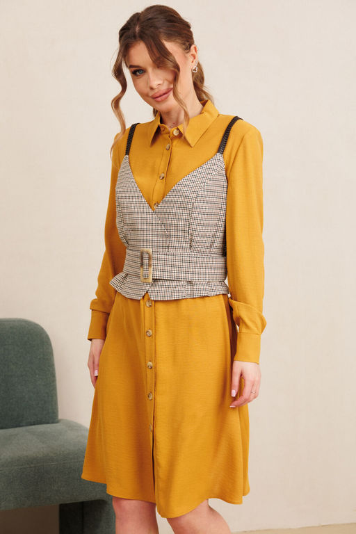 Костюм AMORI 7100 горчица+клетка  фото 6
