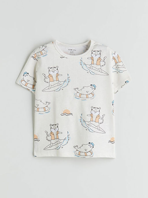 Bisiklet Yaka Bask?l? Erkek Bebek Ti??rt