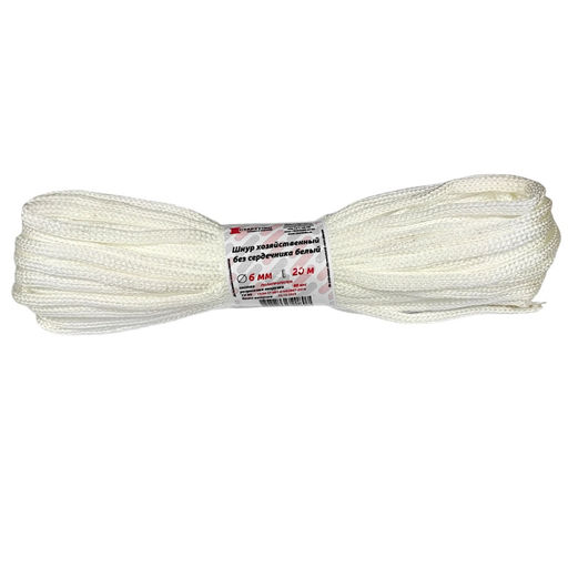 Шнур вязаный полипропиленовый d6мм 20м (белый)