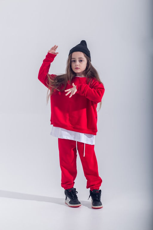 072 Детский костюм, красный (3хнитка петля)