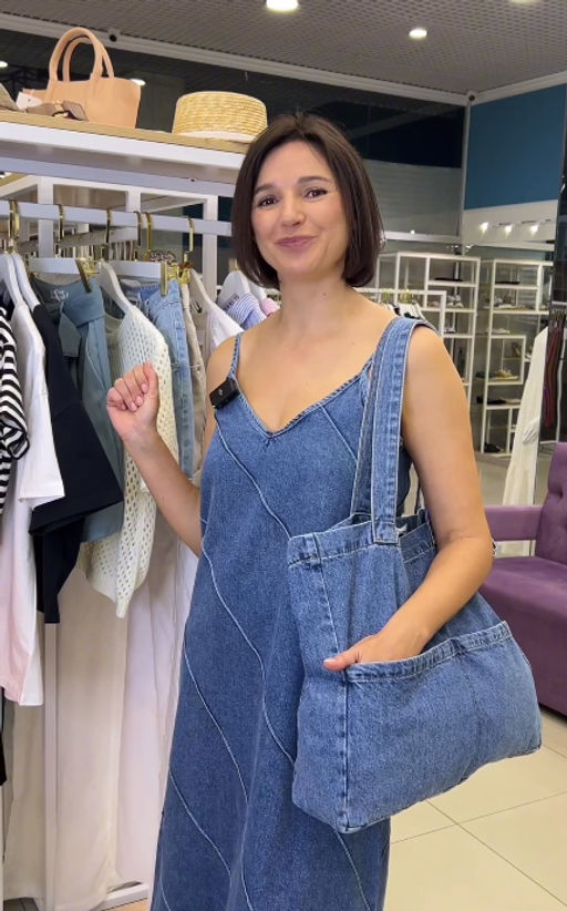 Сумка (шоппер) Tote_denim bag темно-голубой - Concept club фото 4