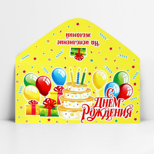 Цена за 10 шт. Конверт для денег «С Днём рождения!», 16.5×8 см