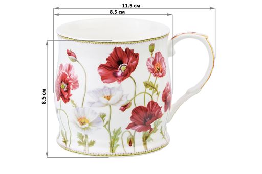 Кружка 350 мл 11,5*8,5*8,5 см "Маки" NEW BONE CHINA