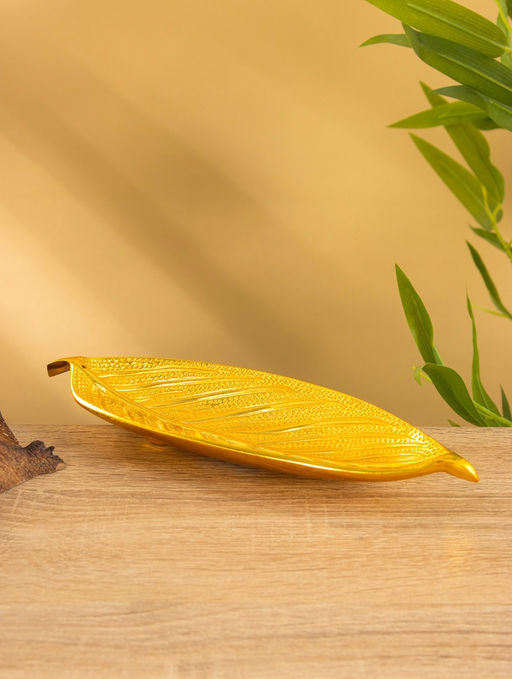 Подставка под благовония «Лист», 23.5×8.5×2.5 см, алюминий, золотая