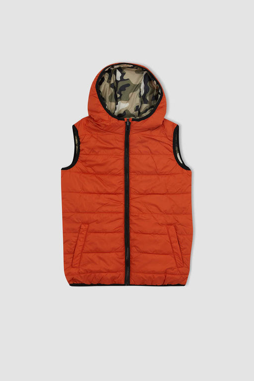 Двусторонний пуховик с капюшоном для мальчика - Defacto фото 5