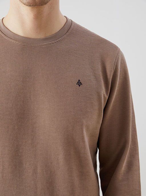 Bisiklet Yaka Uzun Kollu Bask?l? Erkek Sweatshirt
