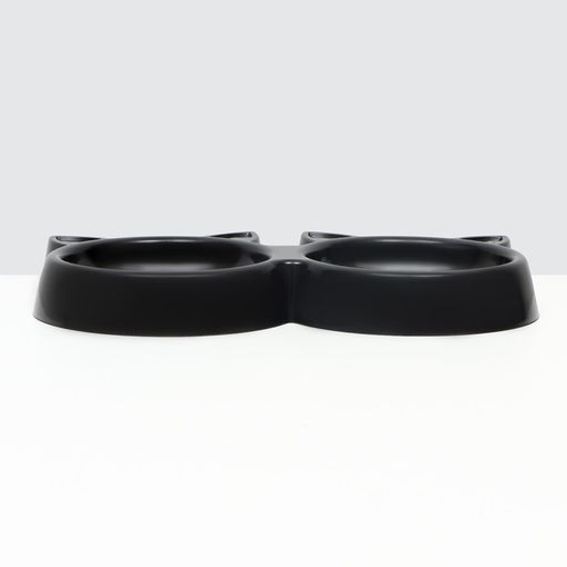 Миска двойная Кошка 27 х 14 х 13,5 см, черная - Пижон фото 3