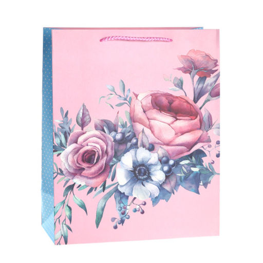 Цена за 12 шт. Пакет подарочный 26x32x12см Цветы / 5101L /уп 12/384/ - ГалеонТрейд фото 9