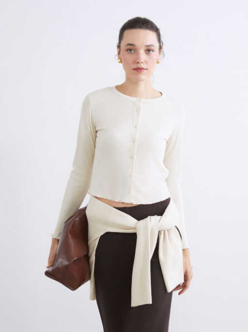 Bisiklet Yaka Fitilli Crop Kad?n H?rka