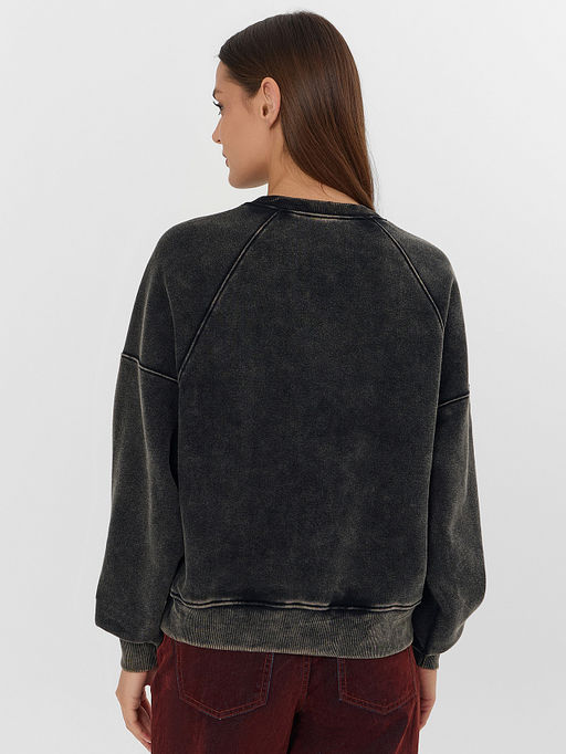 Теплый свитшот женский черный с начесом