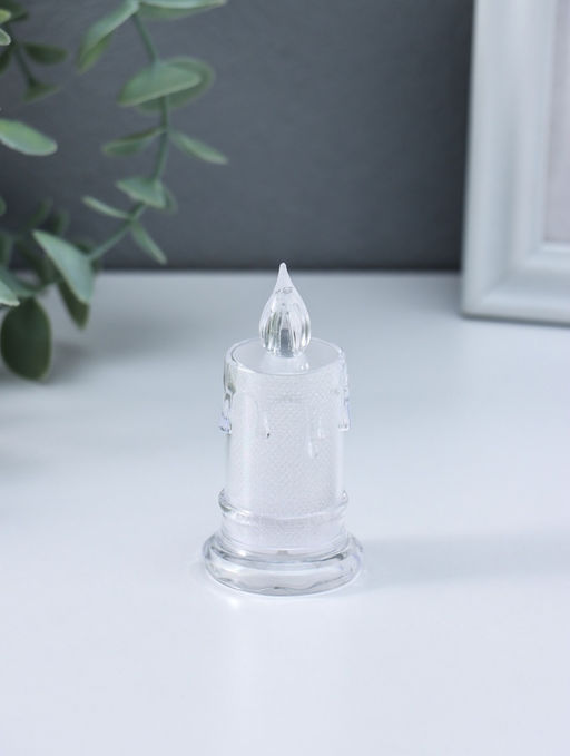 Цена за 4 шт. Светодиодная свеча LED - ночник RISALUX «С подтёками», 3×LR41, прозрачный, 3.5×3.5×7.2 см