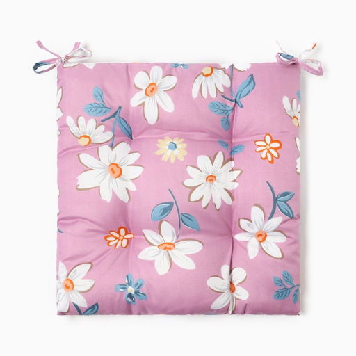 Цена за 2 шт. Подушка на стул Этель. Цветы, 40?40 см, сиреневая