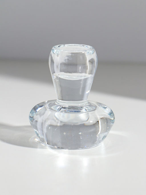 Цена за 2 шт. Стеклянный подсвечник на 1 свечу «Тюльпан на ножке», прозрачный, d=2.5 см, 6×6×7.5 см