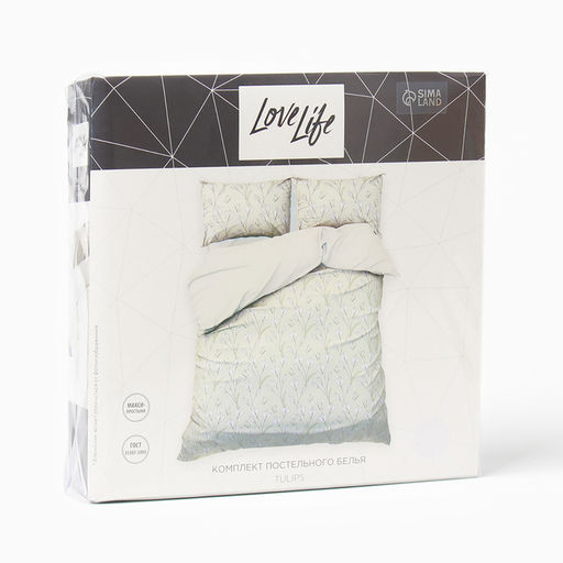 Постельное бельё LoveLife евро Tulips 200х220см,225х240см,50х70см-2шт, жатка, 100% п/э, 100гр/м2 фото 5