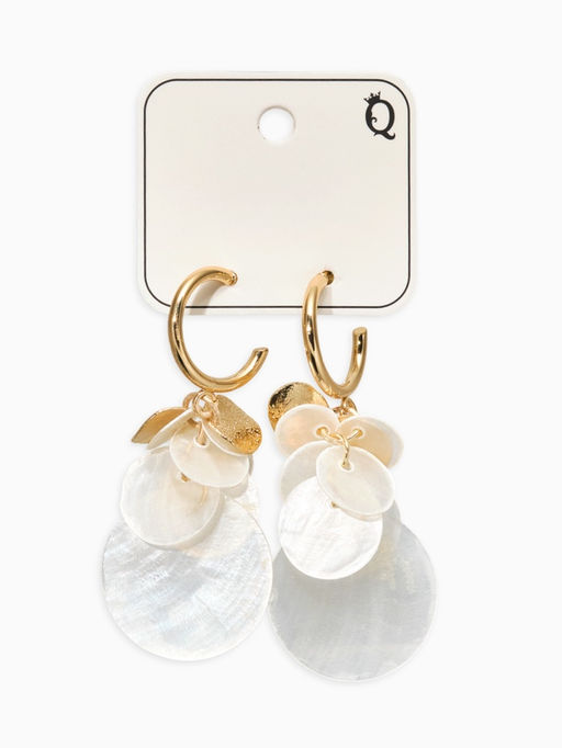 Серьги «Морской мир» чешуя, белые в золоте