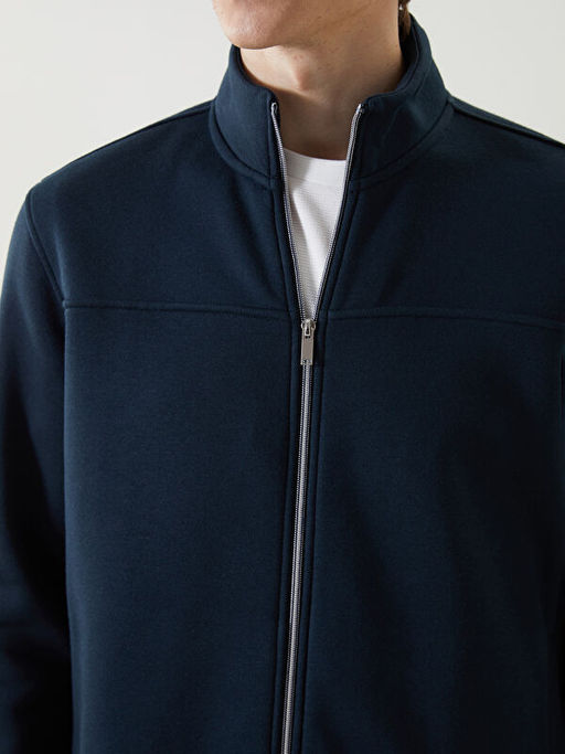 Dik Yaka Uzun Kollu Erkek Fermuarl? Sweatshirt