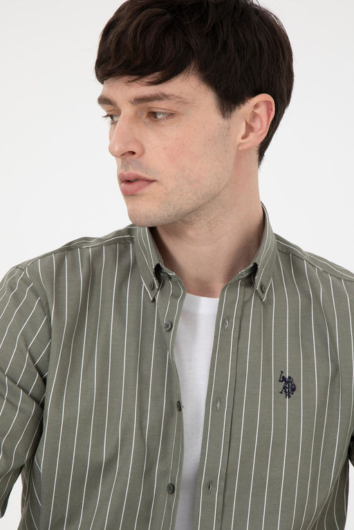 Мужская рубашка цвета хаки с длинным рукавом Неожиданная скидка в корзине - U.s. polo assn фото 2