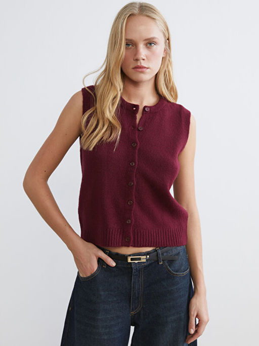 Bisiklet Yaka Kad?n Triko Yelek