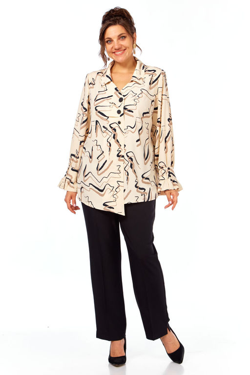 Костюм Элль стиль 2398 молочный принт / черный