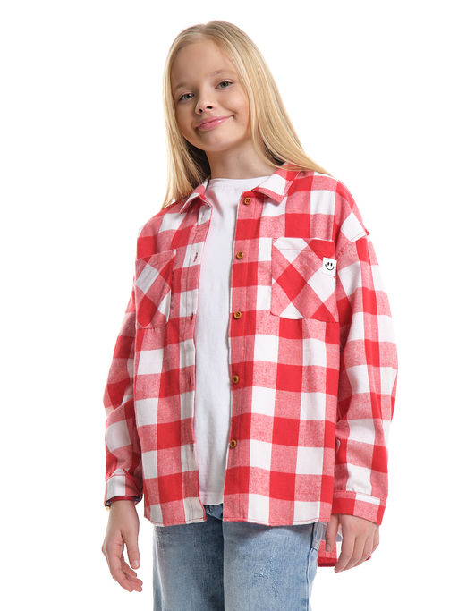 Рубашка в клетку UD 8043 красная клетка - Mini maxi фото 3