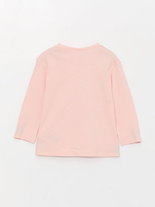 Bisiklet Yaka Uzun Kollu Bask?l? K?z Bebek Ti??rt - Waikiki фото 3