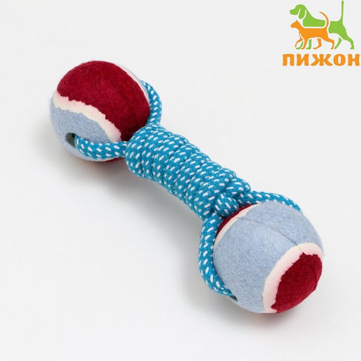 Игрушка тренировочная канатная Гантель с шарами, 180 г, микс цветов, 25 см