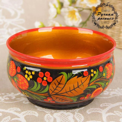 Чашка деревянная хохлома «Ягодка», 15×7 см