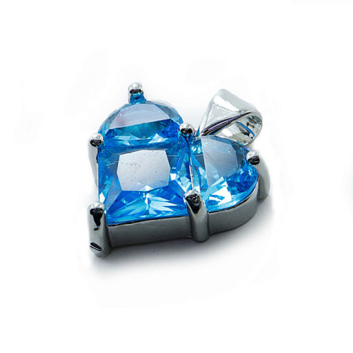 Подвеска Сердечко Голубое-silver чешское стекло с алмазной огранкой