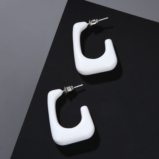 Серьги акрил Тренд рамка, цвет белый - Queen fair фото 2