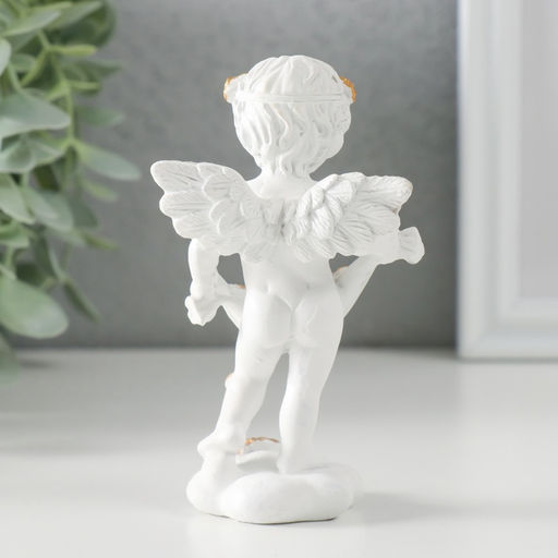 Фигурка полистоун Белоснежный ангел рассыпает золотые розочки, 6.5?4?11 см