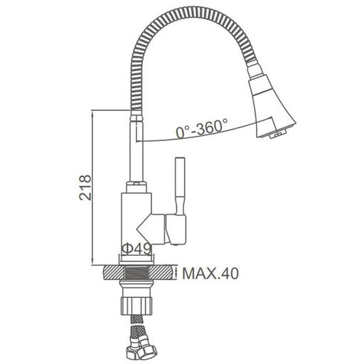 Смеситель для кухни Accoona A9890G-3, однорычажный, гибкий излив, 2 режима, белый