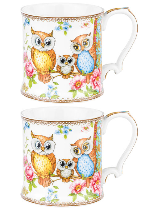 Набор 2 кружек 380 мл 12,3*9*9 см Совушки NEW BONE CHINA, фарфор - Elan gallery фото 3