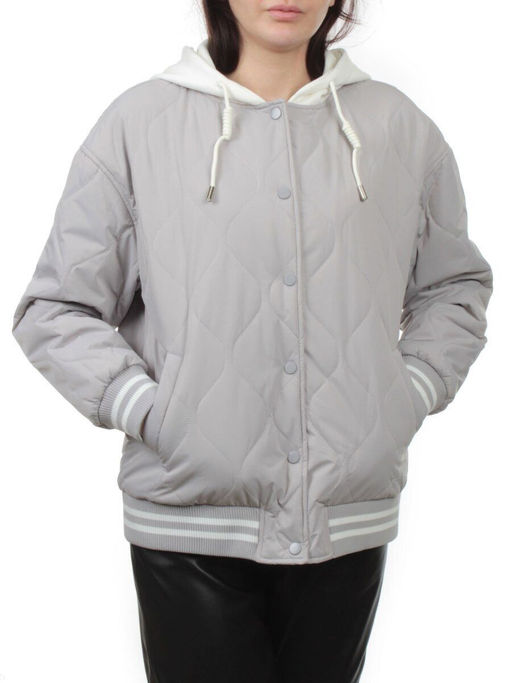 H24-90 GRAY Куртка бомбер демисезонная женская (100 гр. синтепон)