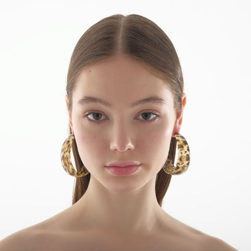 Серьги-кольца Танзания бежевый леопард, d=5,5, цветные - Queen fair фото 2