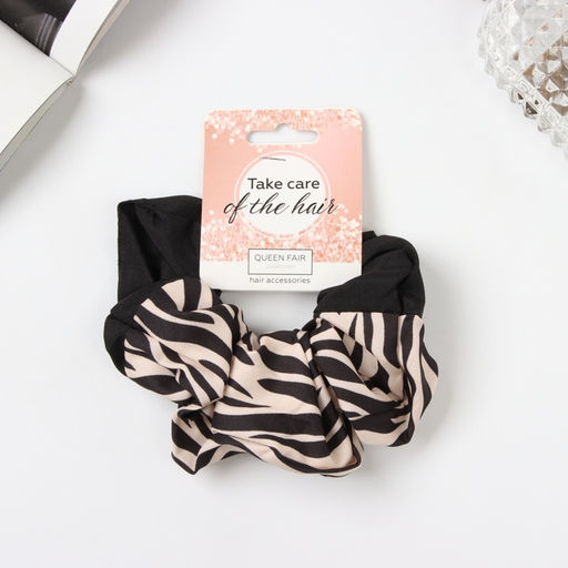 Цена за 2 шт. Резинка для волос «Орбита», полоски стиль,12 см, бело-коричневая