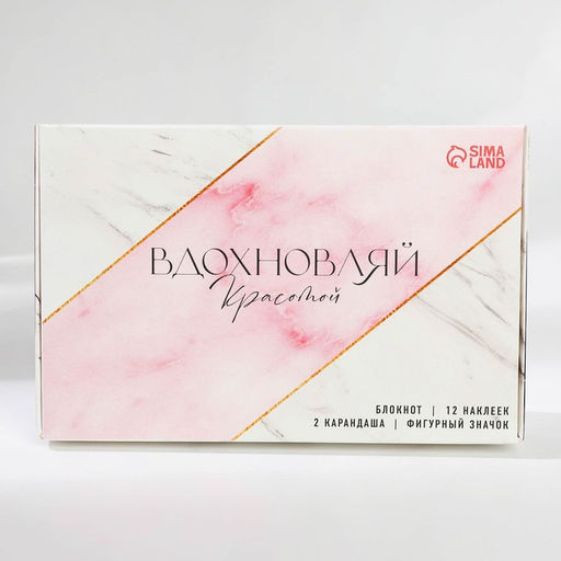 Подарочный набор, блокнот А6, значок, наклейки и карандаши 2 шт. «Вдохновляй красотой»